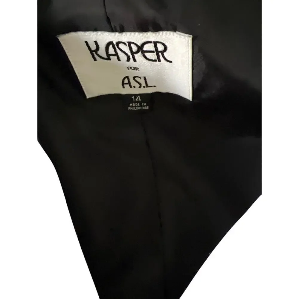 Kasper for A.S.L. Black and White Skirt Suit Size 14